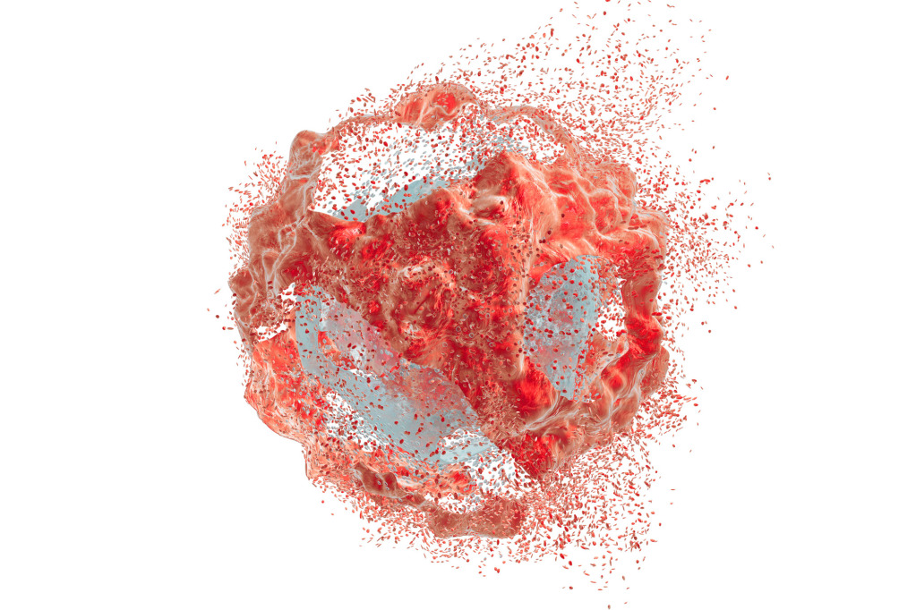 Destruction of a cancer cell, illustration