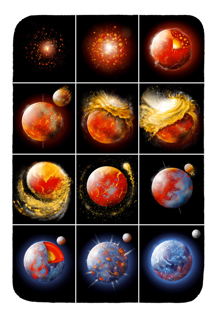 Formation of the moon, conceptual illustration