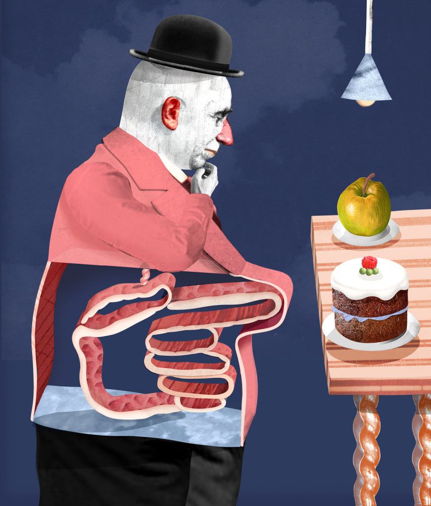 Gut decision, conceptual illustration