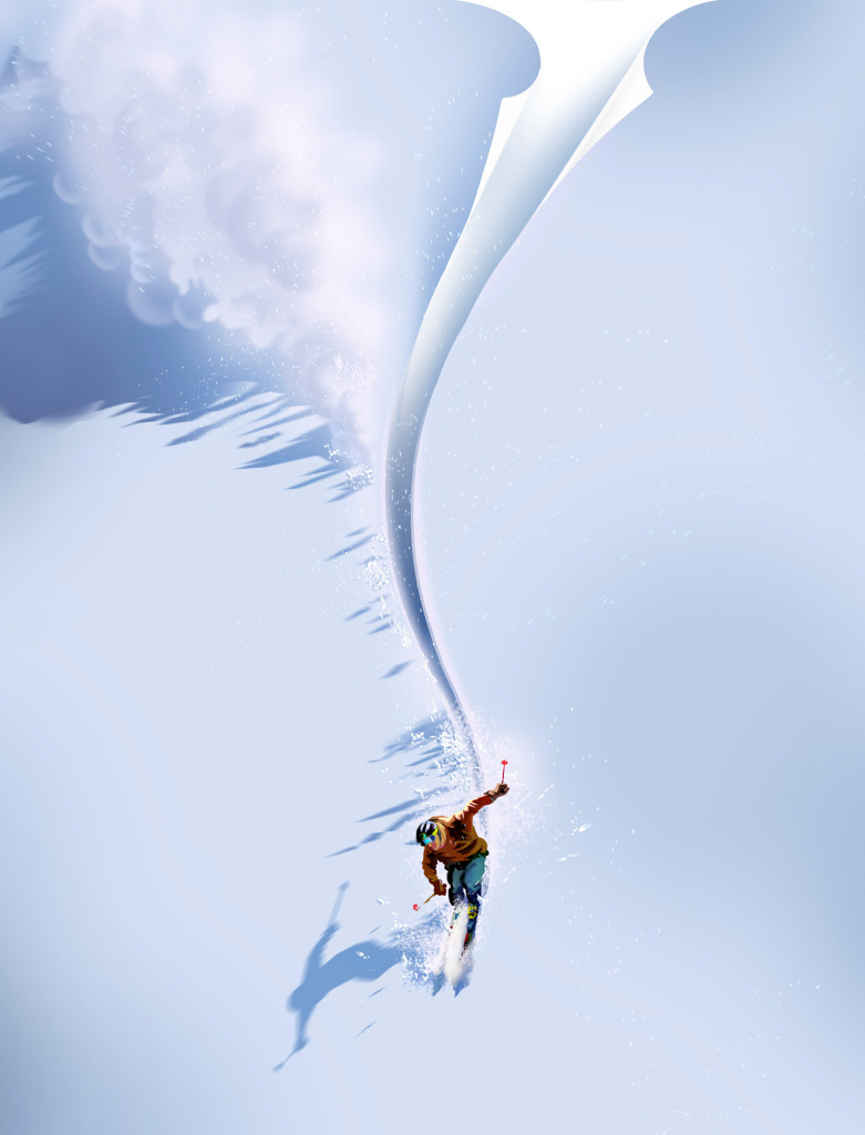 Skiing, conceptual image