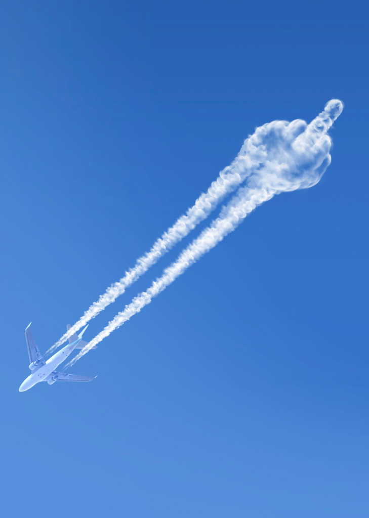 Environmental impact of air travel, conceptual image